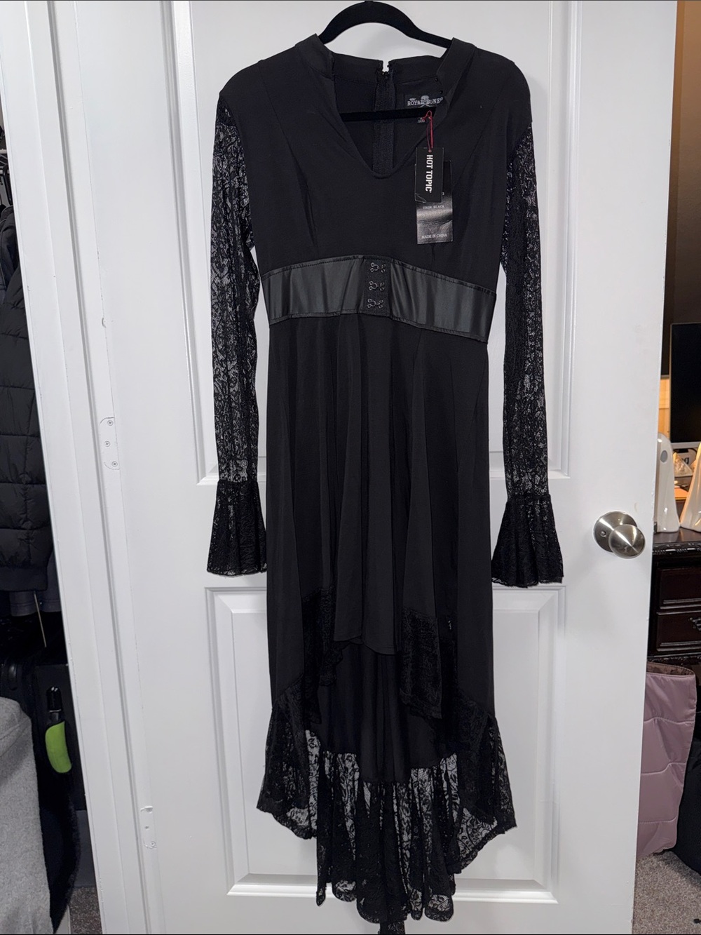 Royal Bones Black Lace High-Low Dress